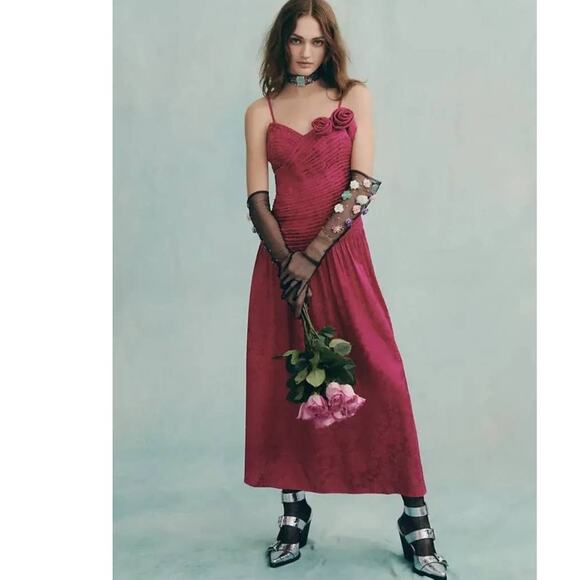 New FREE PEOPLE Make An Entrance Maxi Dress $298 SIZE 2 Pink REMOVABLE STRAPS - Picture 5 of 6